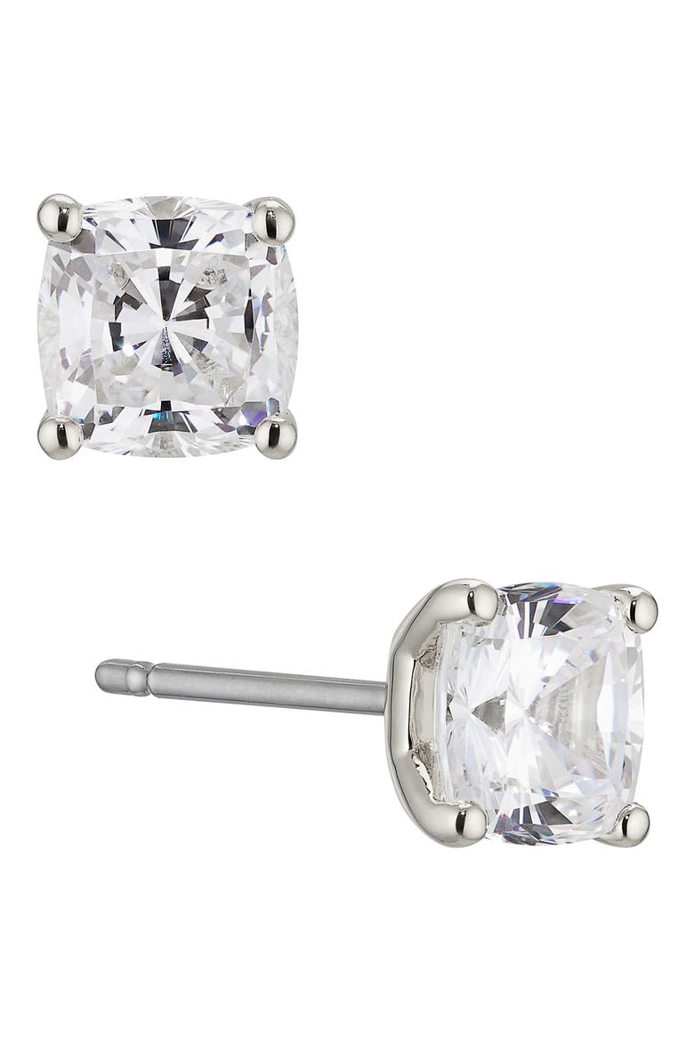 Modern Luv Small Cubic Zirconia Stud Earrings, Main, color, RHODIUM