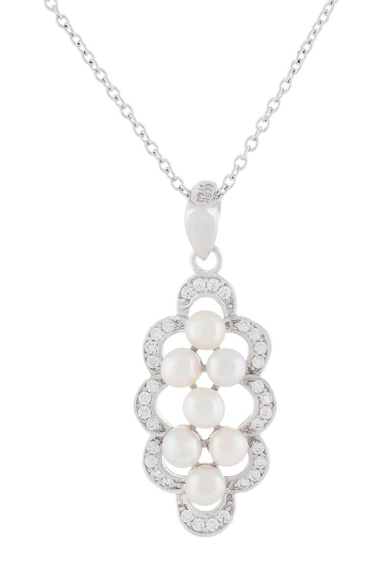 Freshwater Pearl & Cubic Zirconia Pendant Necklace, Main, color, NATURAL WHITE