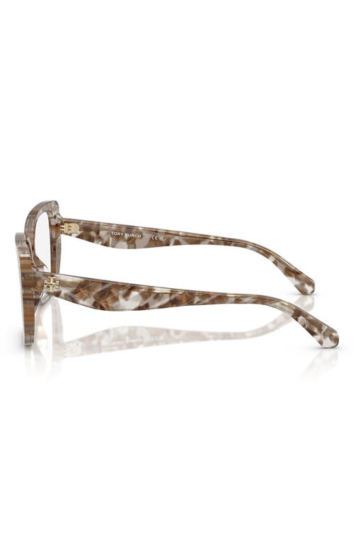 Tory Burch 53mm Square Optical Glasses In Brown Tortoise