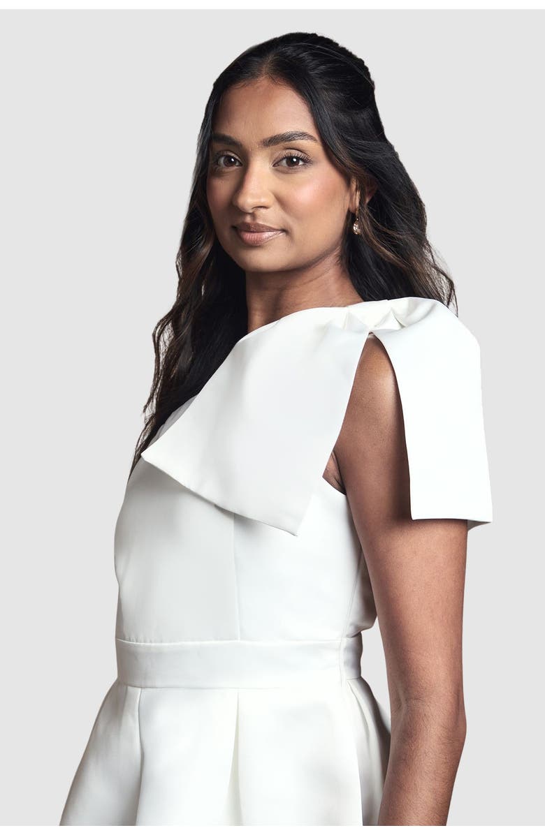 Coast One Shoulder Bow Bridal Mini Dress, Alternate, color, Ivory