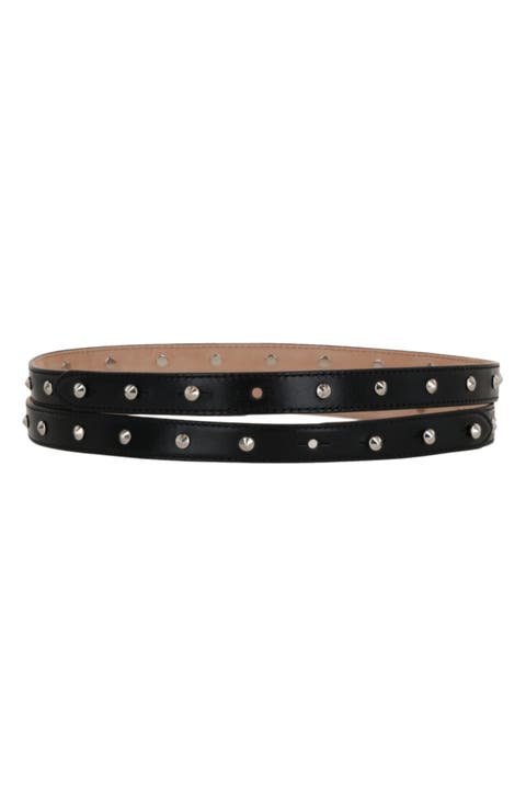 Studded Double Wrap Leather Belt