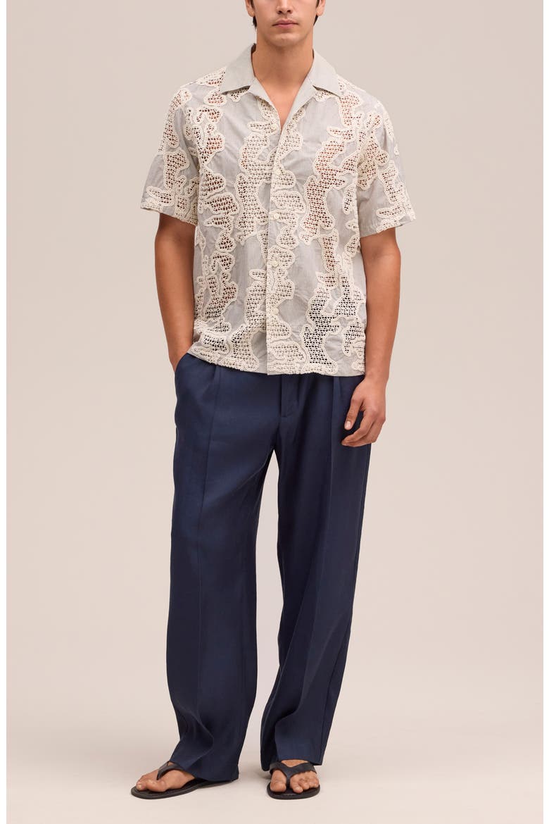 Julio Embroidered Inset Organic Cotton Button-Up Shirt, Alternate, color, DEEP TRUFFLE