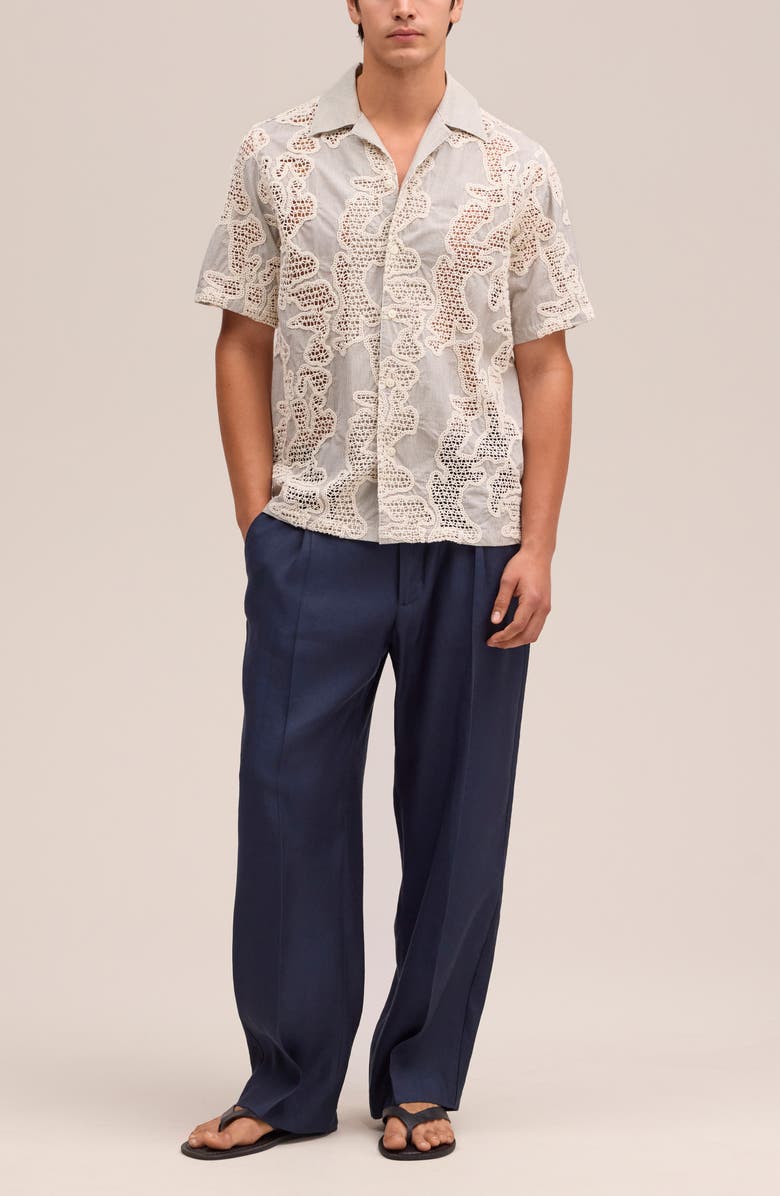 NN07 Julio Embroidered Inset Organic Cotton Button-Up Shirt, Alternate, color, Deep Truffle