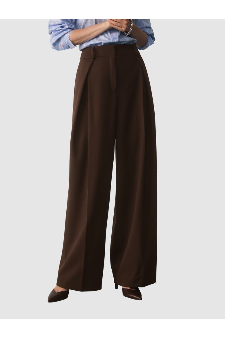 Sculpted High Waist Wide Leg Trousers, Main, color, Brown