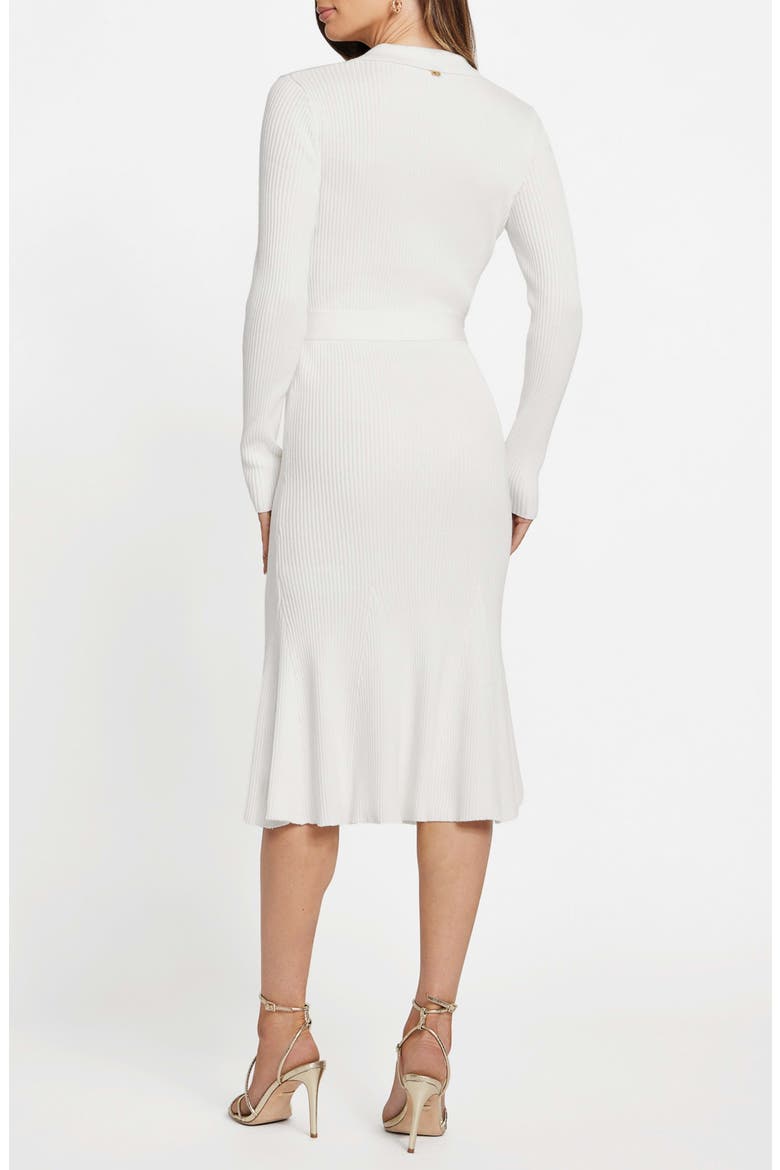 Agathe Rib Polo Midi Sweater Dress, Alternate, color, WHITE
