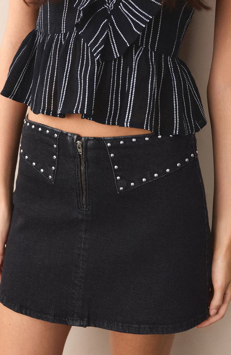 MANGO TEEN Studded Denim Miniskirt, Alternate, color,