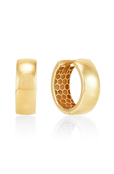 14K Yellow Gold Huggie Hoop Earrings