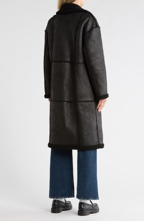 Bcbgeneration Faux Shearling Lined Faux Suede Coat In Black