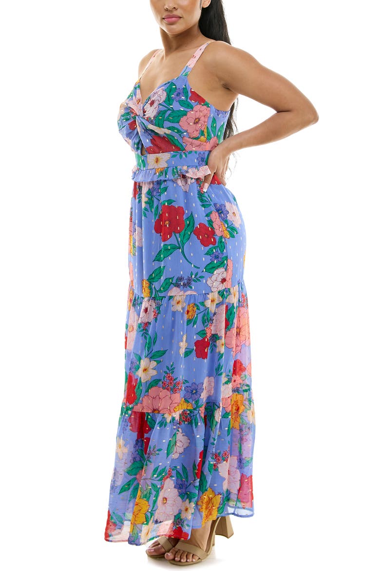 Twist Front Maxi Dress, Alternate, color, PERI MULTI