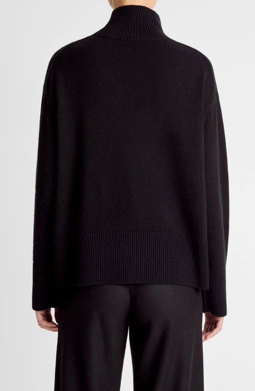 Vince Wool & Cashmere Mock Neck Tunic Sweater In Black
