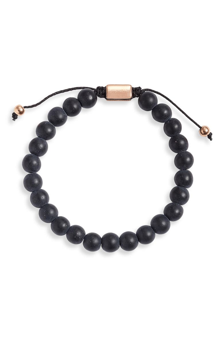Men's Tiger's Eye Beaded Bracelet, Main, color, BLACK