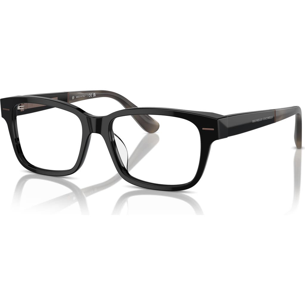 Brunello Cucinelli 53mm Rectangle Optical Glasses In Black