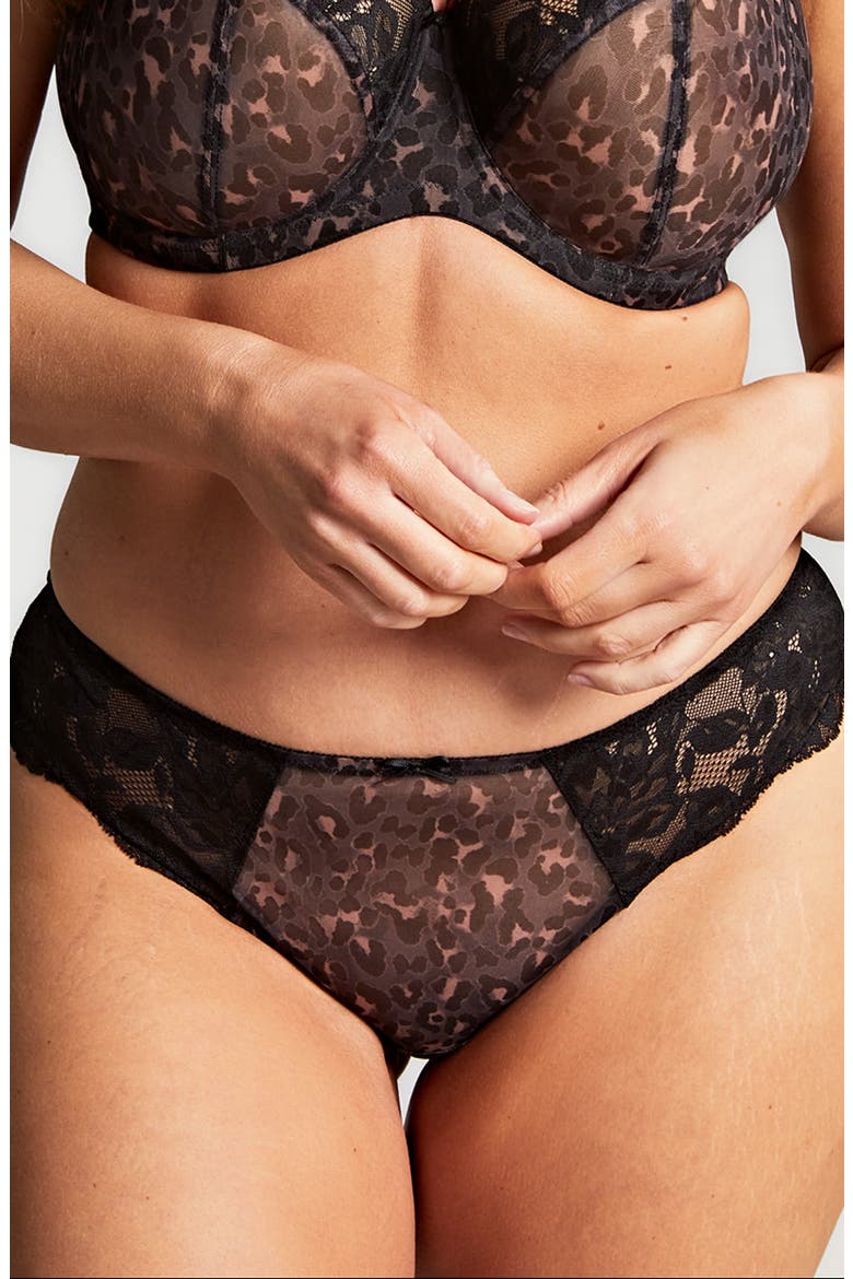 Nina Lace Cheeky Bikini, Main, color, BLACK LEOPARD