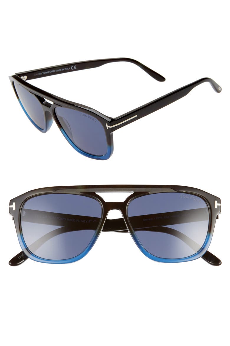 Gerrard 56mm Aviator Sunglasses, Main, color, DARK HAVANA W BLUE FADE/ BLUE