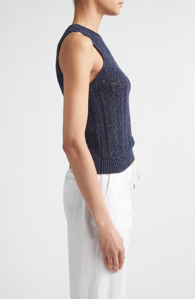 Eleventy Sequin Crewneck Sweater Vest, Alternate, color, 11N New Blue