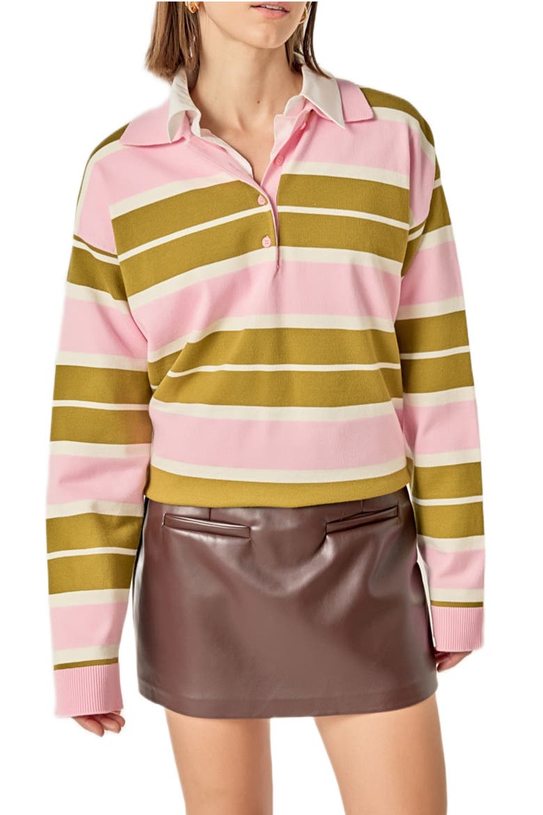 Stripe Polo Shirt, Main, color, PISTACHIO/ PINK