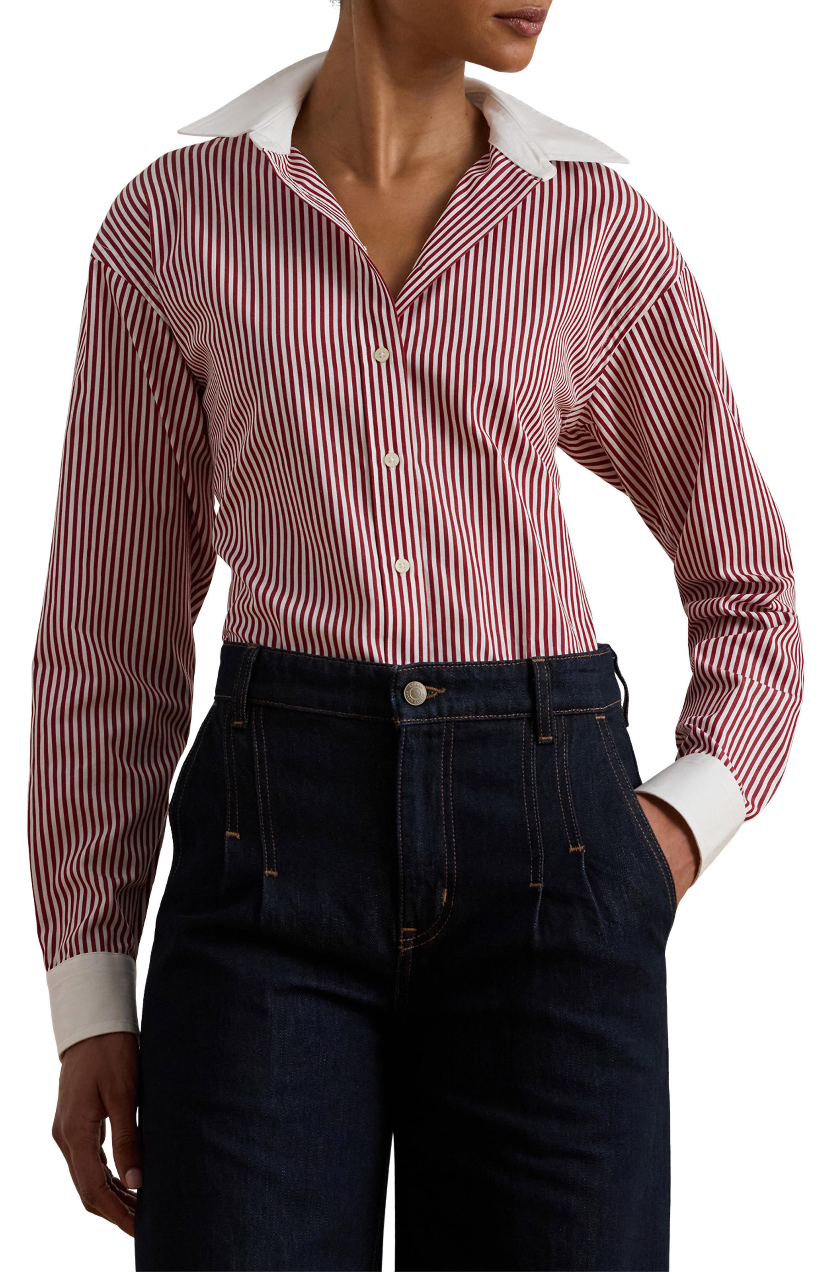 Lauren Ralph Lauren Stripe Long Sleeve Button-Up Shirt