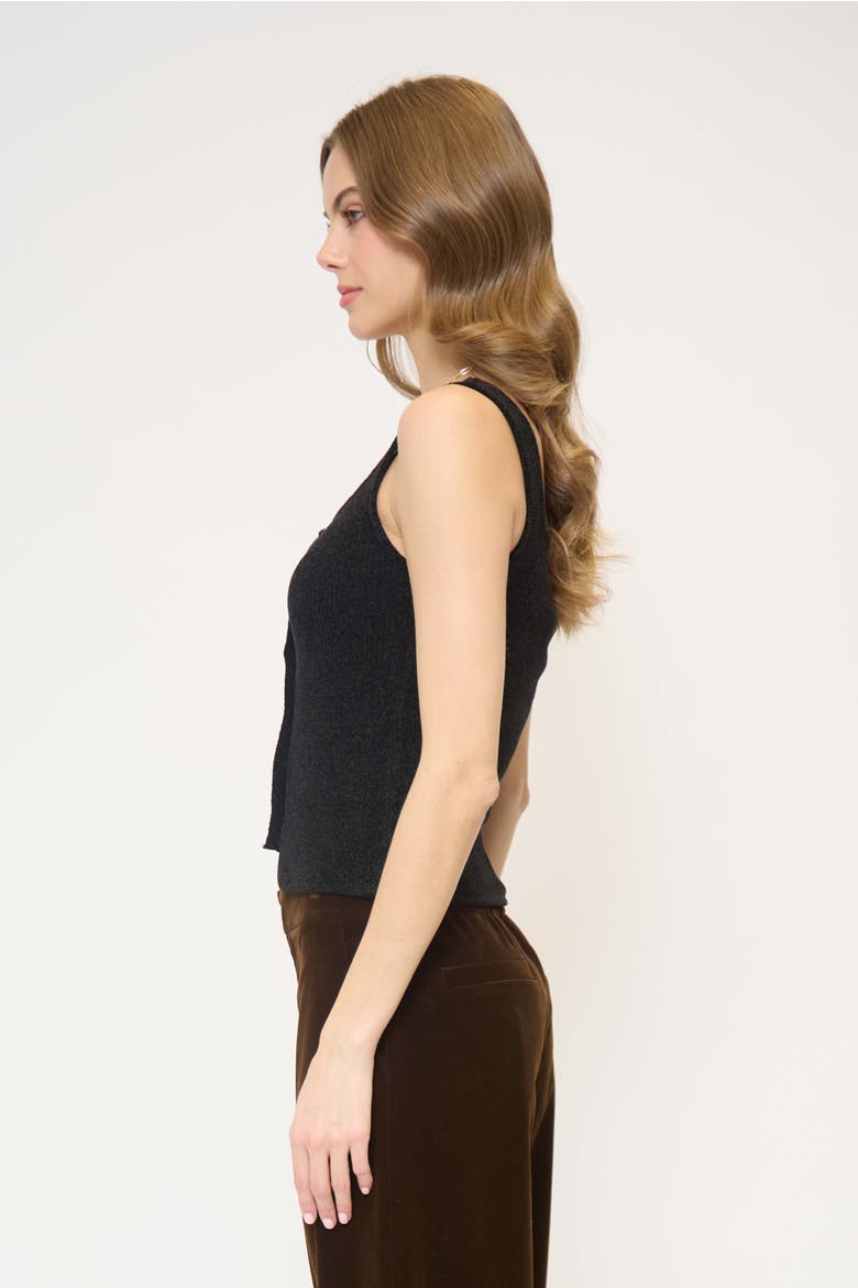 Ember Chenille Button Up Tank, Alternate, color, Black