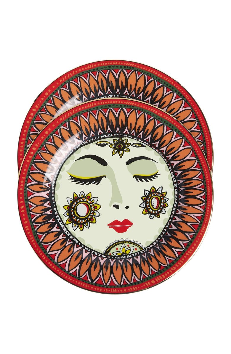 La DoubleJ Dessert Plates Set Of 2 Sleeping Mother Orange, Alternate, color, Sleeping Mother Orange