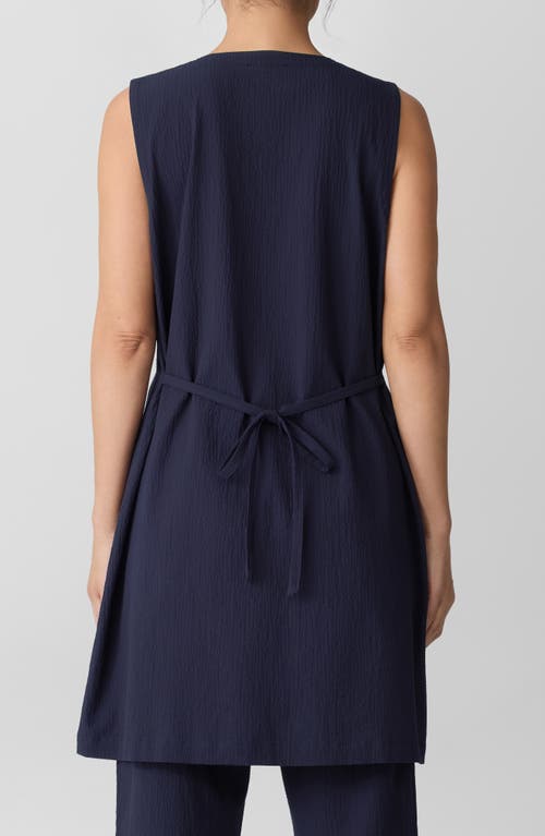 Eileen Fisher Longline Stretch Organic Cotton Vest In Blue