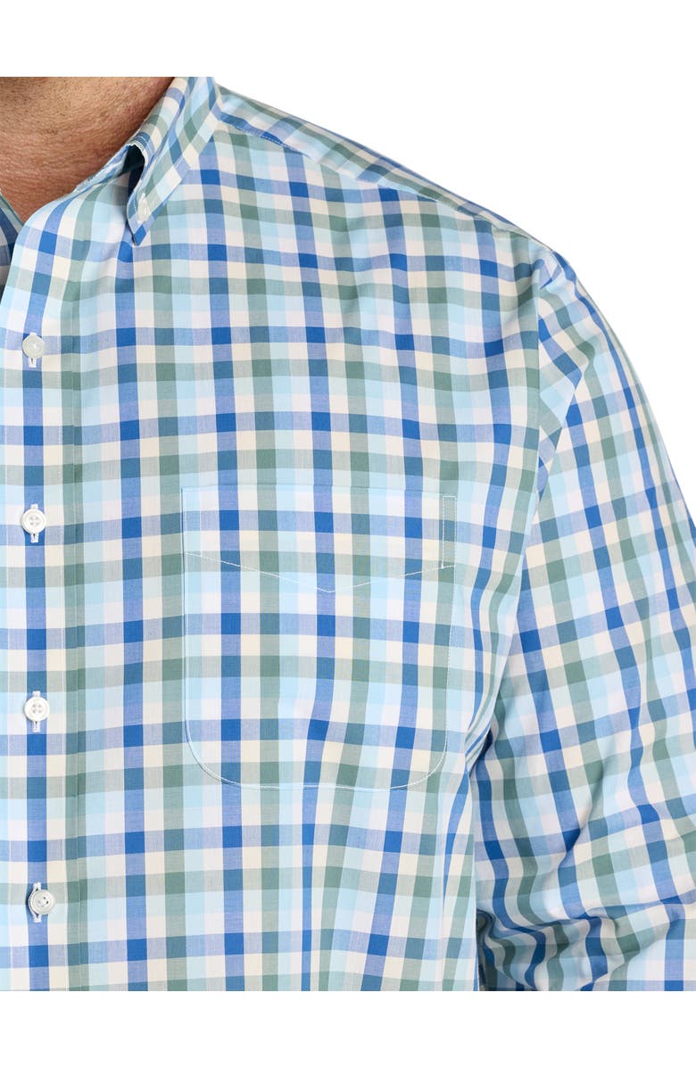 Oak Hill by DXL Big & Tall  Small Plaid Performance Sport Shirt, Alternate, color, Blue Multi