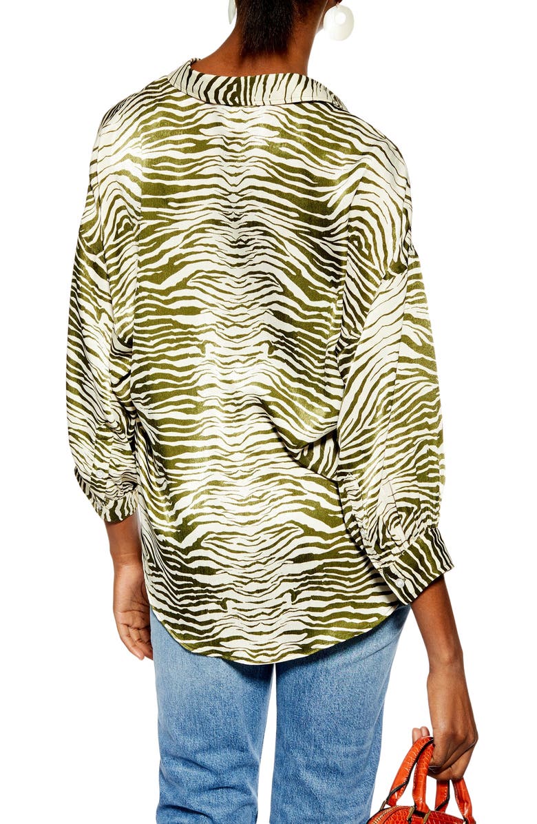 Topshop Zebra Print Shirt, Alternate, color, 