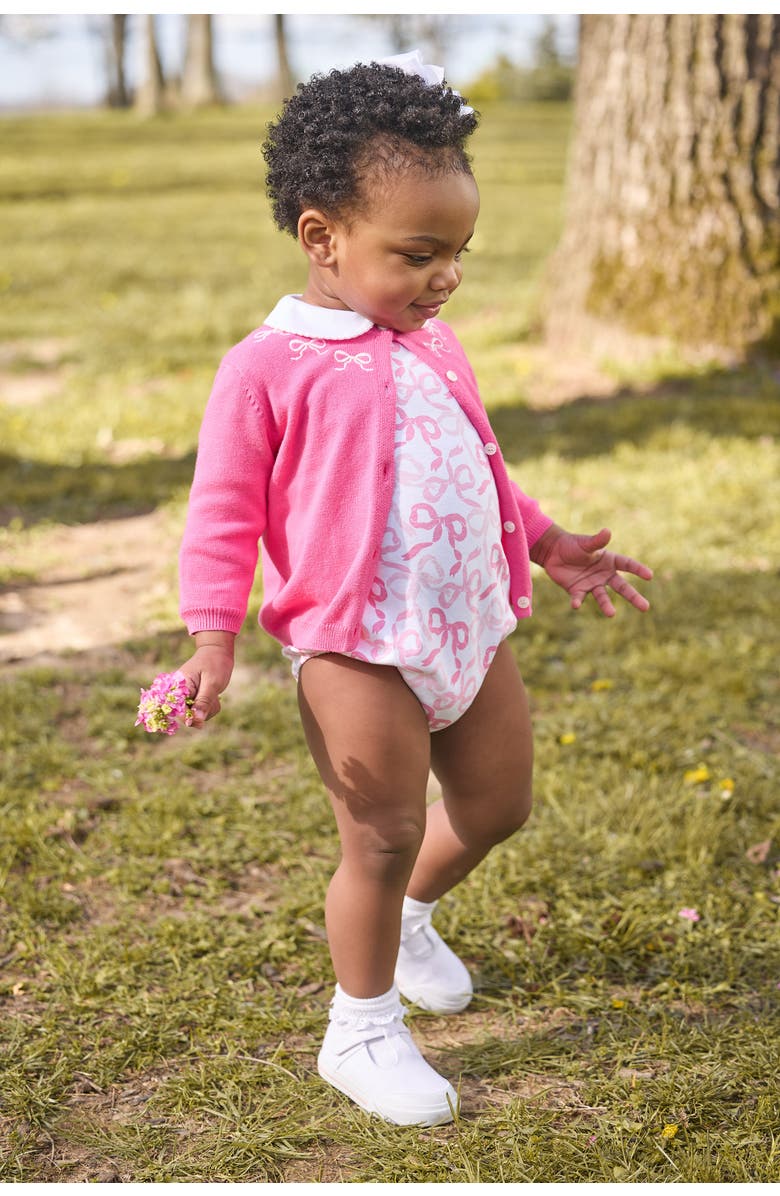 Little English Kids' Embroidered Essential Cardigan, Alternate, color, Pink Bows