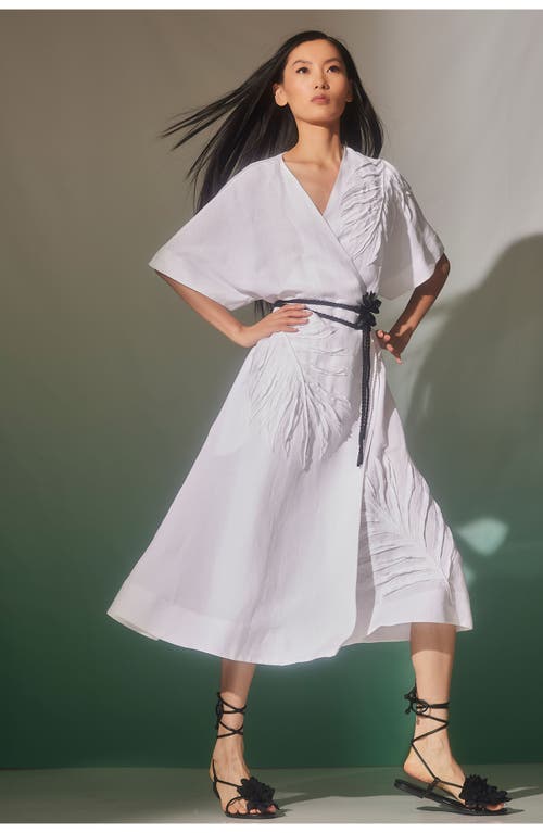 Natori Linen Kimona Wrap Dress In White