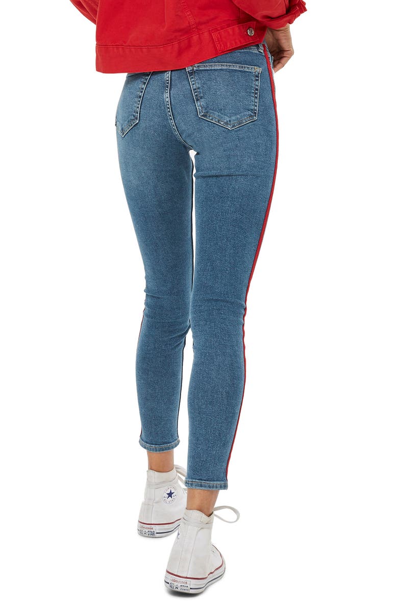 Topshop Jamie Side Stripe Jeans, Alternate, color, 
