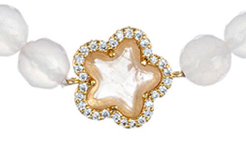 Eye Candy Los Angeles Set Of 2 Fleur Rose Quartz Stretch Beaded Bracelets In White