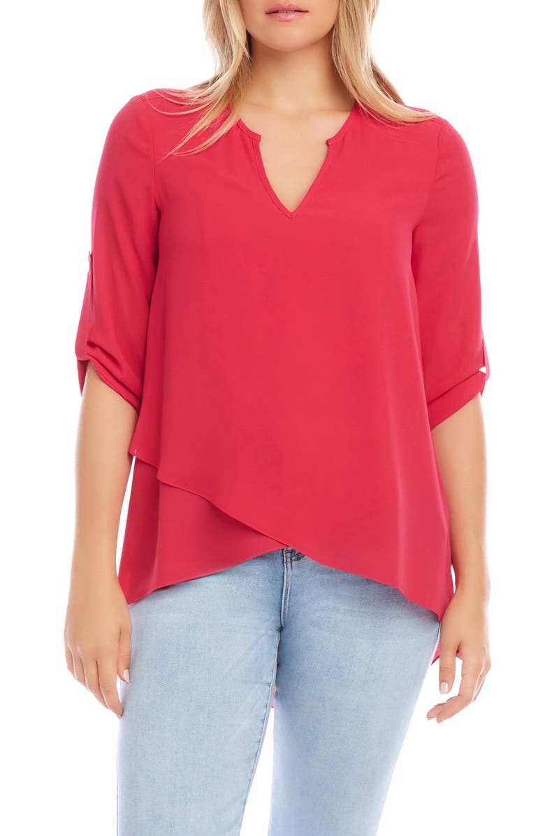 Karen Kane Asymmetrical Wrap Hem Top, Main, color, 