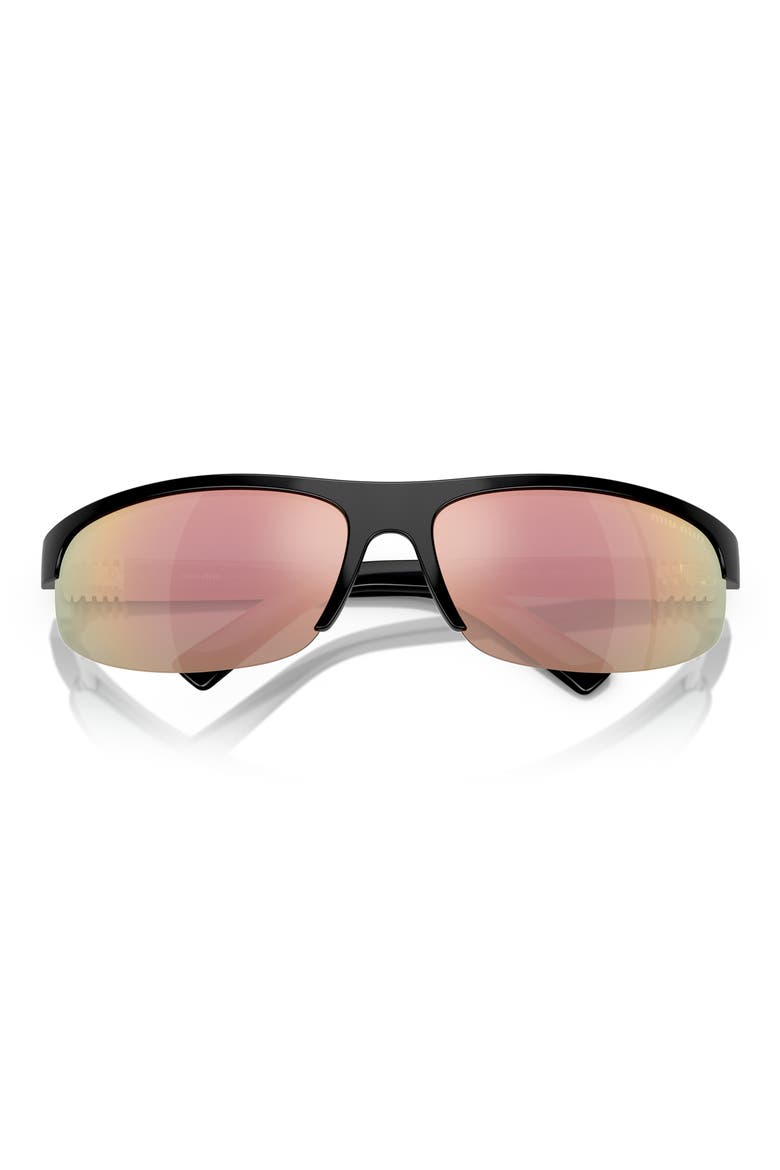 70mm Oversize Oval Semirimless Sunglasses, Main, color, BLACK