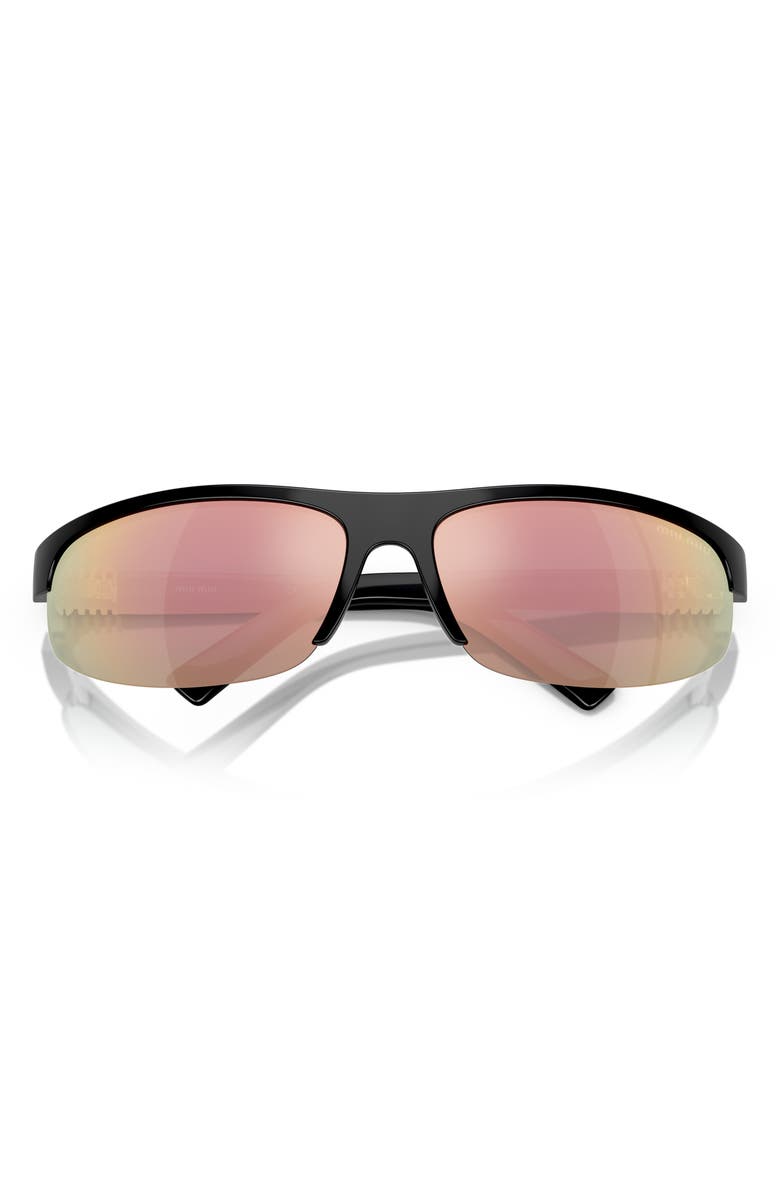 Miu Miu 70mm Oversize Oval Semirimless Sunglasses, Main, color, Black