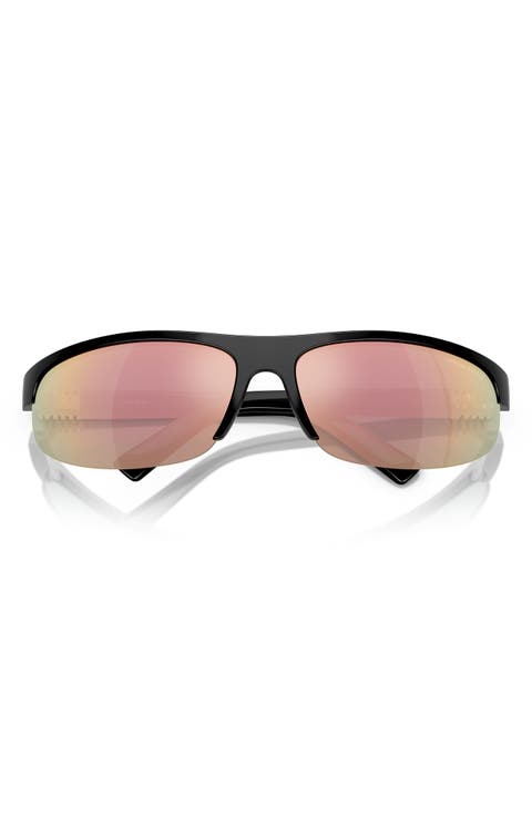 70mm Oversize Oval Semirimless Sunglasses