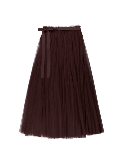 Ro&zo Tulle Godet Maxi Skirt In Brown