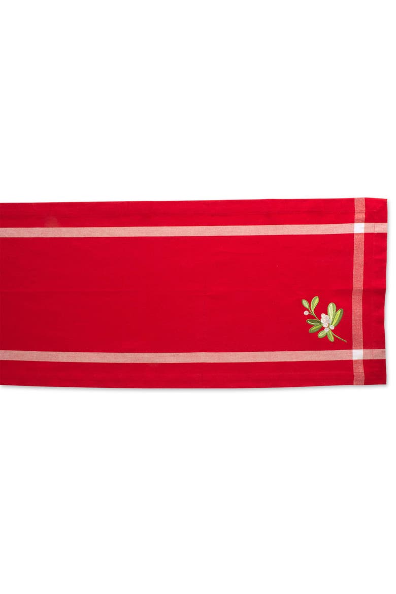 Embroidered Mistletoe Border Table Runner, Alternate, color, Mistletoe Corner
