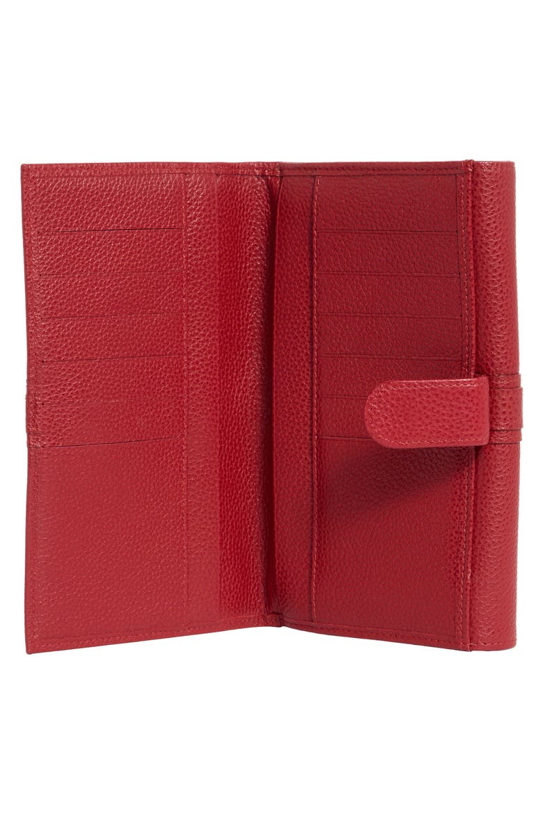 Buckle Leather Wallet, Alternate, color, VERMILLION