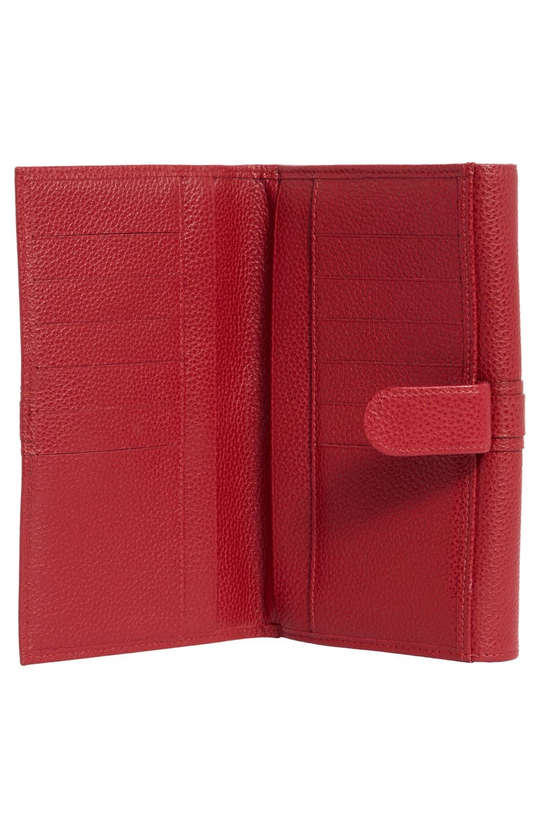 Longchamp Buckle Leather Wallet, Alternate, color, Vermillion