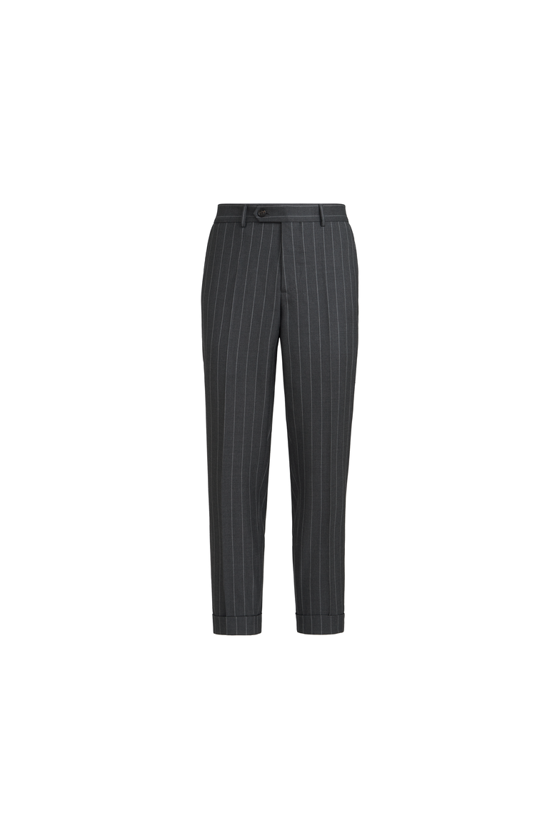 Wide chalk stripe trousers, Alternate, color, Grey