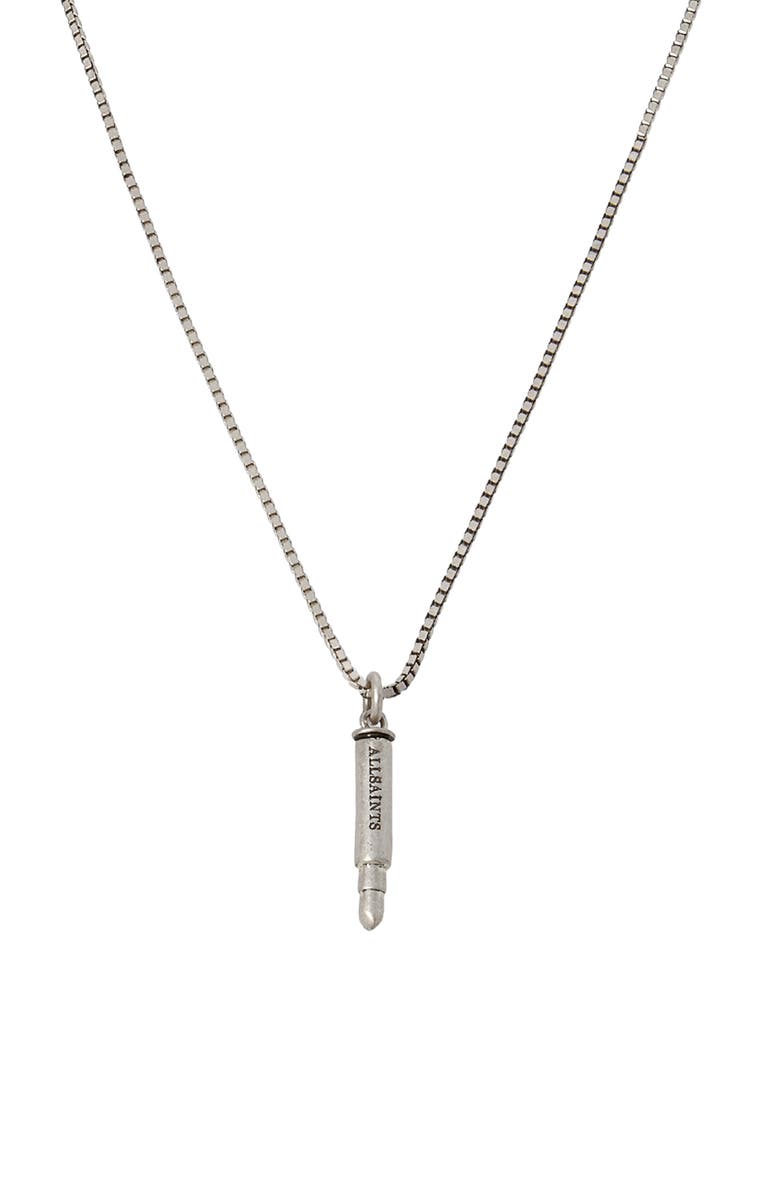 AllSaints Men's Bullet Sterling Silver Pendant Necklace, Alternate, color,