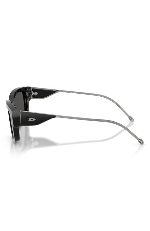Diesel ® Geck-d 56mm Rectangular Sunglasses In Shiny Black/dark Grey