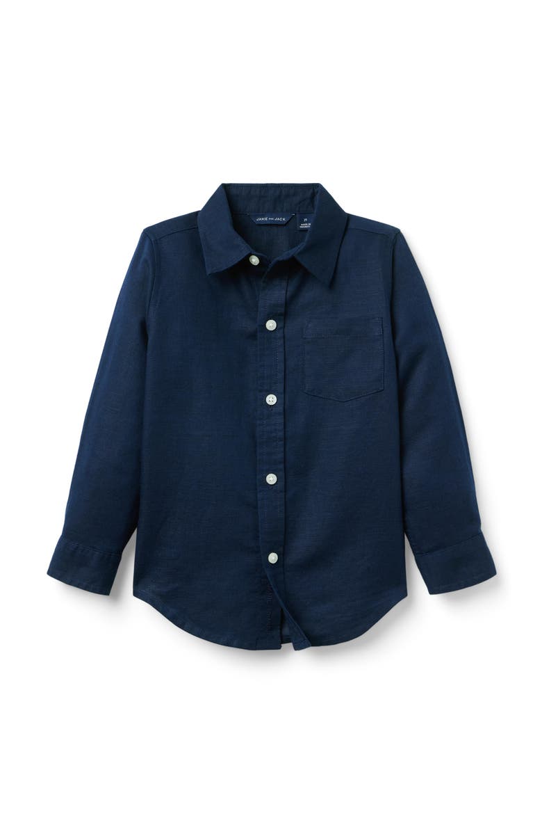 Janie and Jack The Linen-Cotton Shirt, Main, color, Blue