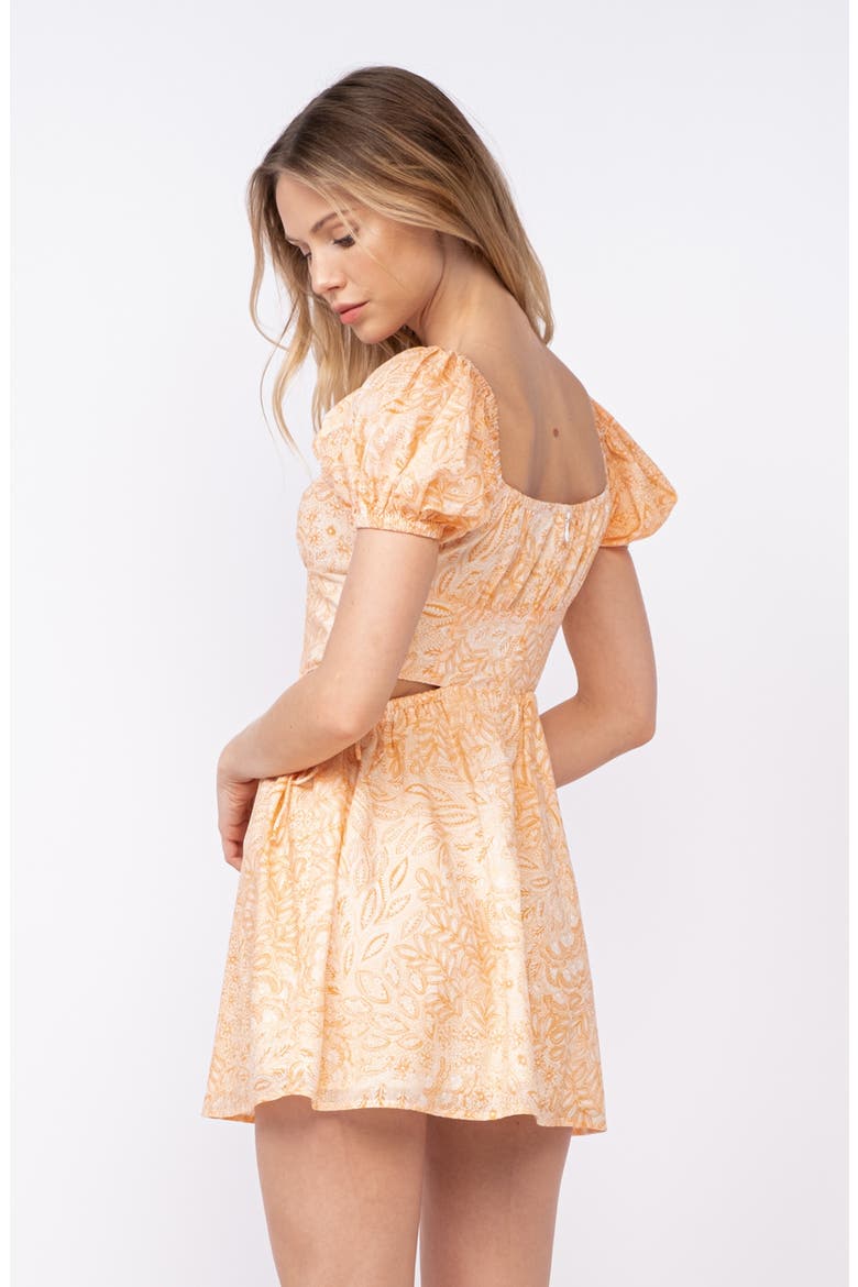 Boho Print Puff Sleeve Minidress, Alternate, color, LIGHT ORANGE