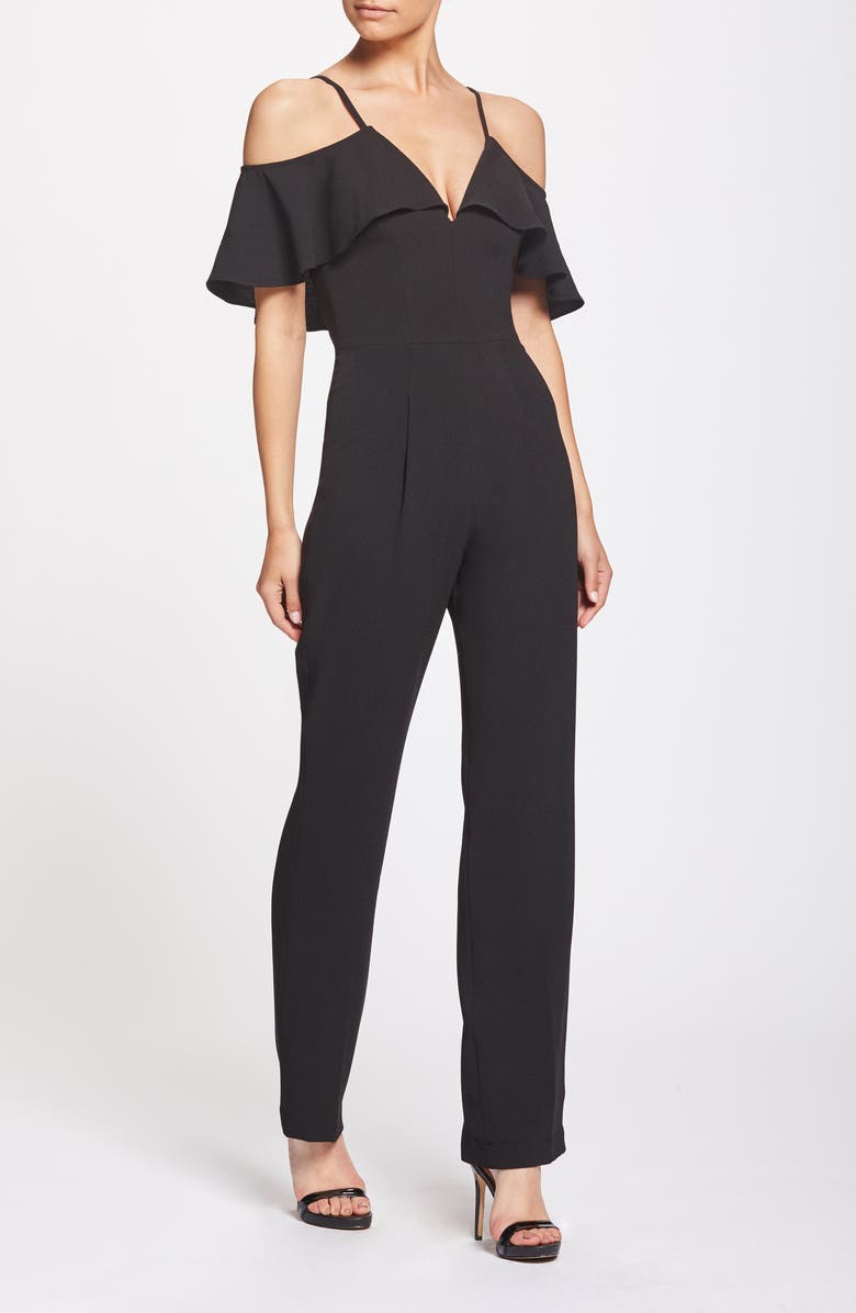 Dress the Population Liv Plunging Crepe Jumpsuit, Alternate, color, 
