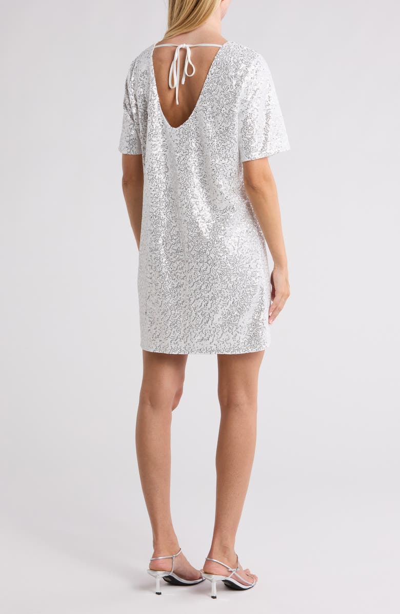 WISHLIST Elbow Length Sleeve Sequin A-Line Cocktail Dress, Alternate, color, White