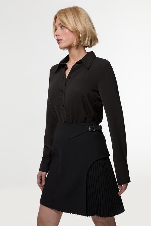 Karen Millen Buckle Detail Pleated Mini Skirt In Black