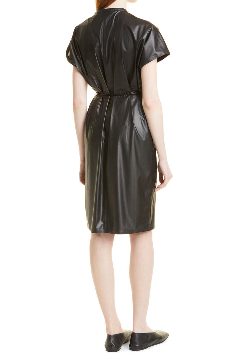 B. Pap Triangle Faux Leather Dress, Alternate, color, BLACK