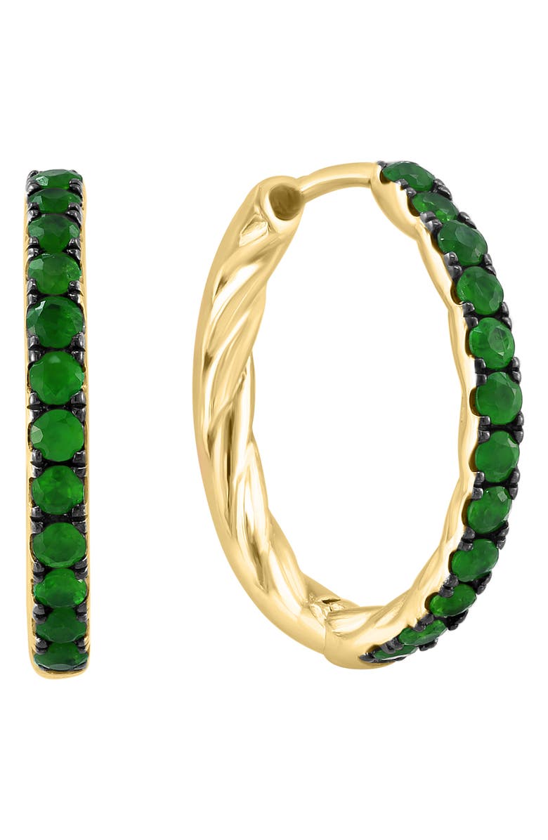 EFFY Twisted Hoop Earrings, Main, color, Emerald / Yellow Gold
