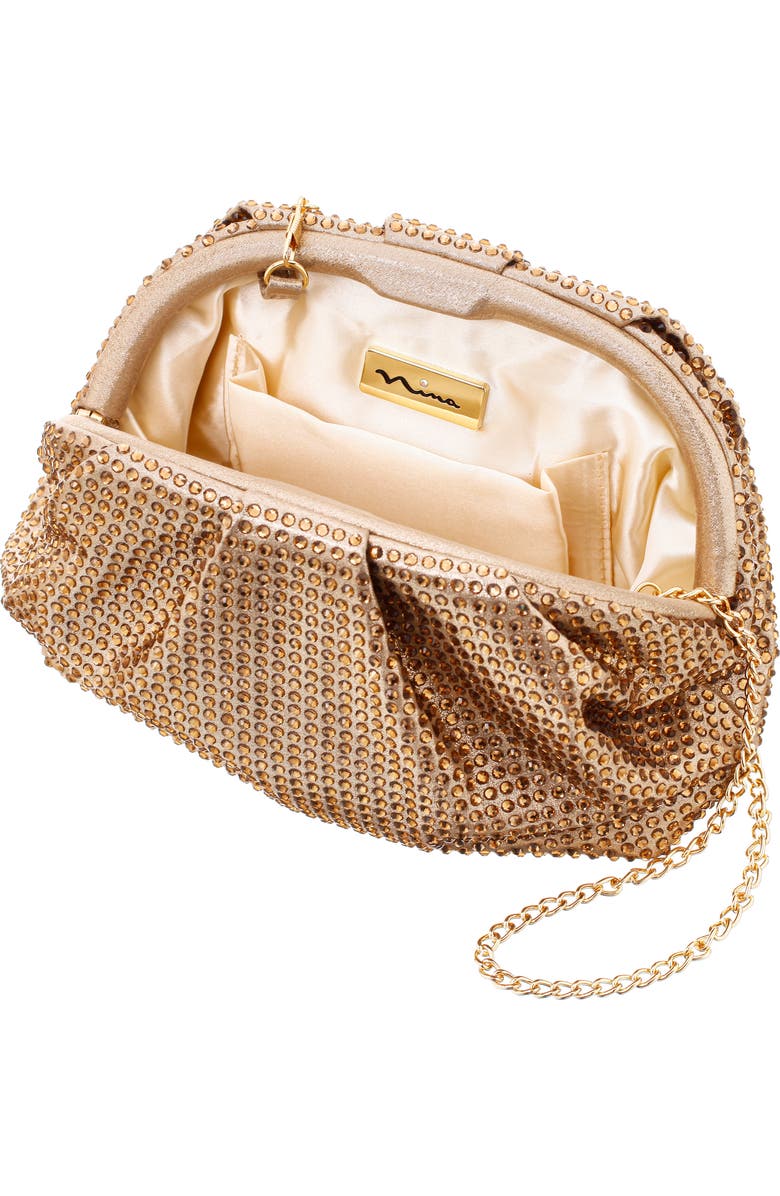 Nina Crystal Frame Satchel, Alternate, color, Taupe