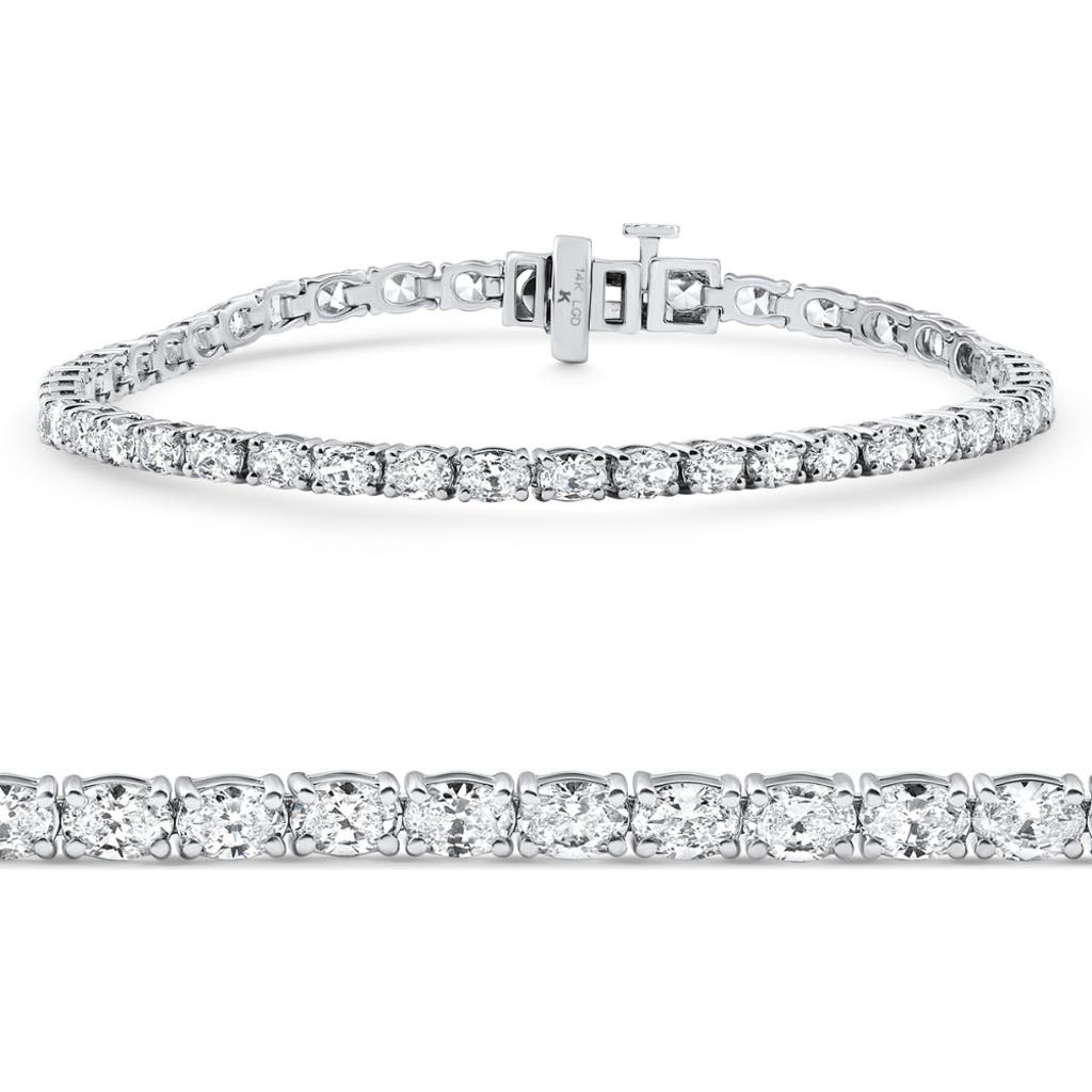 Bliss Diamond 4 1/2ct Oval Cut Diamond Tennis Bracelet 7" 14k Gold Lab Grown In Silver